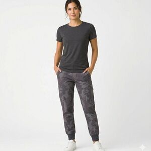 Prana Sky Canyon Jogger Pants Womens Size 12 Gray Camo Drawstring Outdoor Hiking